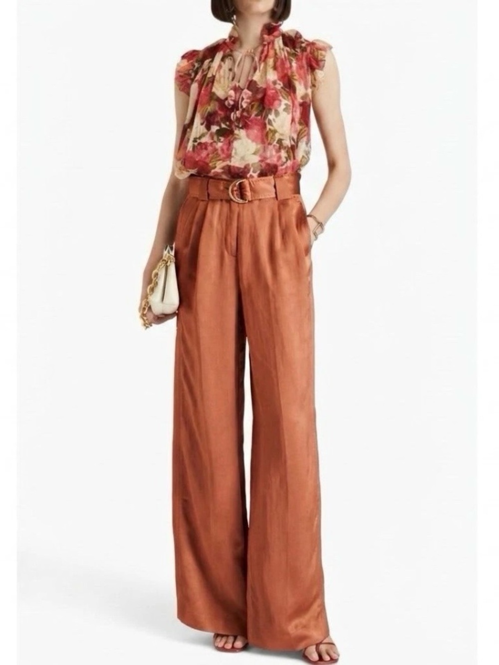 Zimmermann Wonderland Slouch Pants in Sandstone Size US 8 High Waisted Wide leg